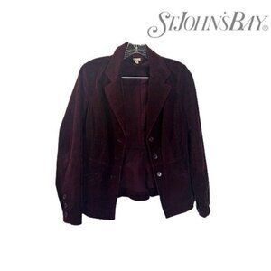 St. Johns Bay Women Corduroy Long‎ Sleeve Button Collared Stretch Petite jacket